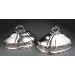 Pair of Old Sheffield Plate Meat Domes , double sunburst mark of Matthew Boulton, 19th c., h. 10