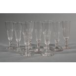 Nine Antique French Panel Cut Crystal Champagne Flutes , h. 7 in Provenance: Lucullus, New