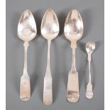 Group of American Coin Silver Spoons , incl. tablespoon, E.A. Tyler, New Orleans, act. 1838-1879;