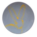 Hunt Slonem (American/Louisiana, b. 1951) , "Untitled (Bunny Charger)", 2015, hand-painted glazed