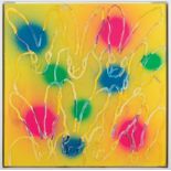 Hunt Slonem (American/Louisiana, b. 1951) , "Untitled (Neon Bunnies)", 2018, oil and acrylic with