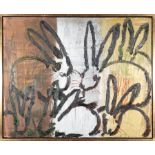 Hunt Slonem (American/Louisiana, b. 1951) , "Untitled (Metallic Bunnies)", 2014, oil on canvas,