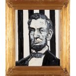 Hunt Slonem (American/Louisiana, b. 1951) , "Abraham Lincoln", 2015, oil on wood, signed, titled,