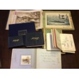 Various ephemera including autographed-sketchbooks, scrapbook, Royal Mail Special Stamps 1986 etc