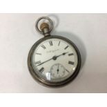 A silver-cased Elgin National Watch co. Open-faced pocket watch, the white enamel dial with Roman