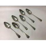 A set of six Georgian silver table spoons by George Smith (III) & William Fearn, hallmarked