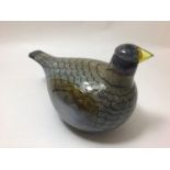 Oiva Toikka for Iittala studio large glass bird, 'Wood Grouse', etched signature to wing, 24cm long,