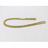 A 9ct yellow gold rope chain, weighing 7.5 grams, measuring 24 inches.