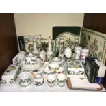 SECTION 5. Portmeirion 'Botanic Garden' pattern tablewares including pair of candlesticks, salt