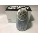 An Oiva Toikka for Iittala studio glass owl, 'Rospuuttopollo', etched signature to base, in original