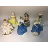 Five various porcelain ladies including Royal Worcester 'Keepsake' limited edition no. 4144/12,