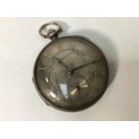 A silver-cased open-face pocket watch by M Gordon of Wolverhampton, the silvered dial with Roman