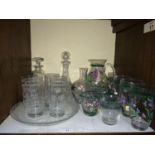 SECTION 17. A Portmeirion hand painted glass lemonade set, similar vase, two various decanters, four