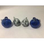 Four Oiva Toikka for Iittala studio glass birds, a pair of small blue birds and a pair of 'Small