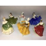 Six various Royal Doulton porcelain ladies including 'Diana HN 3266' 1990 exclusive signed by