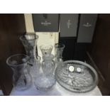 SECTION 19. Seven various vases including examples by Waterford Crystal and Dartington, a