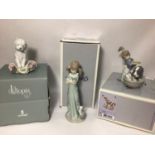 Three various Lladro porcelain figures 'Playful Character No. 8207', 'Bashful Bather No. 5455',
