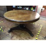 A William IV mahogany circular tilt-top supper table, possibly Irish, with inverted stylised tulip-
