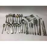 Various silver flatware including fish knives, forks and spoons including two medicine spoons etc.