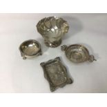 Four items of assorted silver including a dish by Bramwell & Co, hallmarked Sheffield, 1909 and a