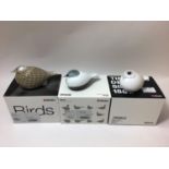 Three small Oiva Toikka for Iittala studio glass birds, 'Small Smew', 'Tilda' and 'Puffball', each