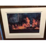 Rolf Harris (Australian, b.1930) 'Bushfire', limited edition no. 233/295, signed, Giclee on paper,
