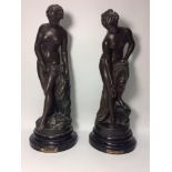 After Etienne-Maurice Falconet, a pair of 19th century patinated spelter allegorical classical