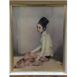 After Sir Gerald Kelly, Burmese Girl, colour print on board, contemporary frame, 60x48cm