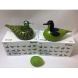 Oiva Toikka for Iittala studio glass birds, 'Common Teal Female' and 'Common Teal Male', both with