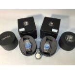 Three assorted gents stainless steel wristwatches comprising a Seiko 5 automatic with English/French