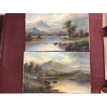 Two rural scenes with fishermen in a mountainous landscape, indistinctly signed, oil on