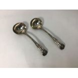 A pair of Victorian Kings pattern silver ladles by Chawner & Co (George William Adams) hallmarked