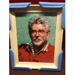 Rolf Harris (Australian, b.1930) 'Self Portrait in Striped Shirt', limited edition no. 246/295,