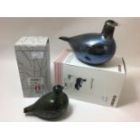 Two graduated Oiva Toikka for Iittala studio glass birds, 'Long-tailed duck', both with etched