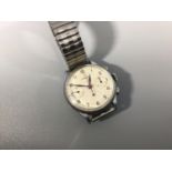 An unusual mid-20th century gents stainless steel Lemania chronograph wristwatch, possibly a 15 TL