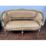 A reproduction Louis XVI style parlour suite consisting of two chairs and a sofa finished in a