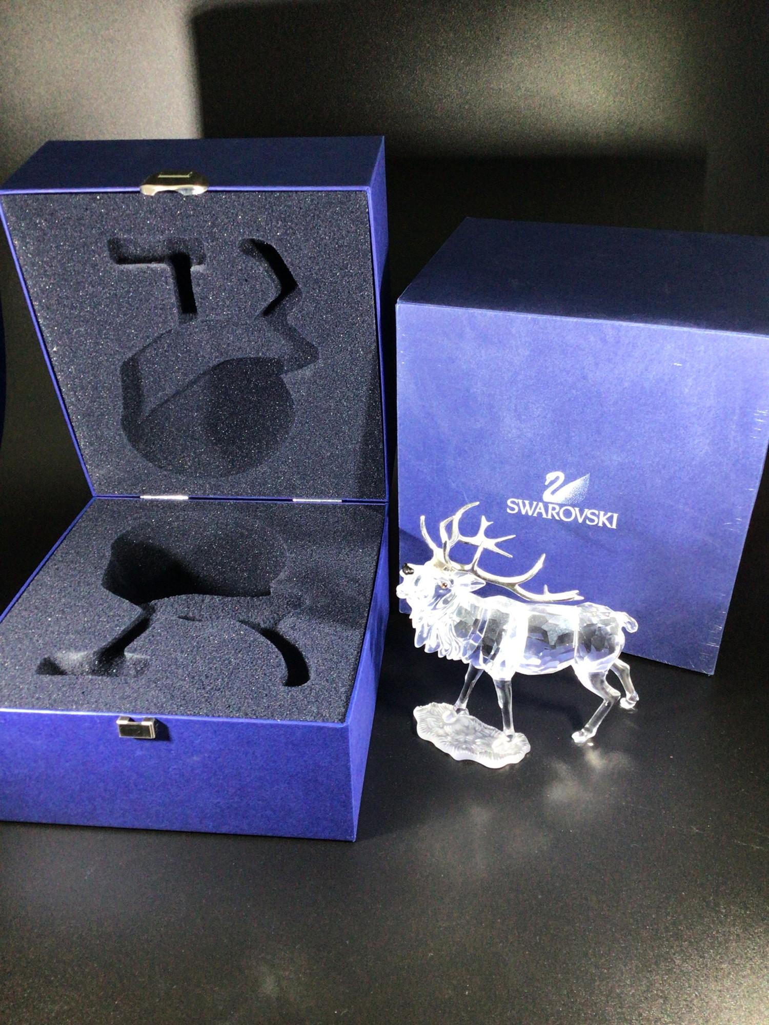 A Swarovski Crystal large figure of a Stag with silvered horns, designed by Adi Stocker, 14cm - Image 5 of 5