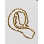 A 9ct yellow gold belcher chain, measuring 20 inches in length and weighs 12.8 grams.
