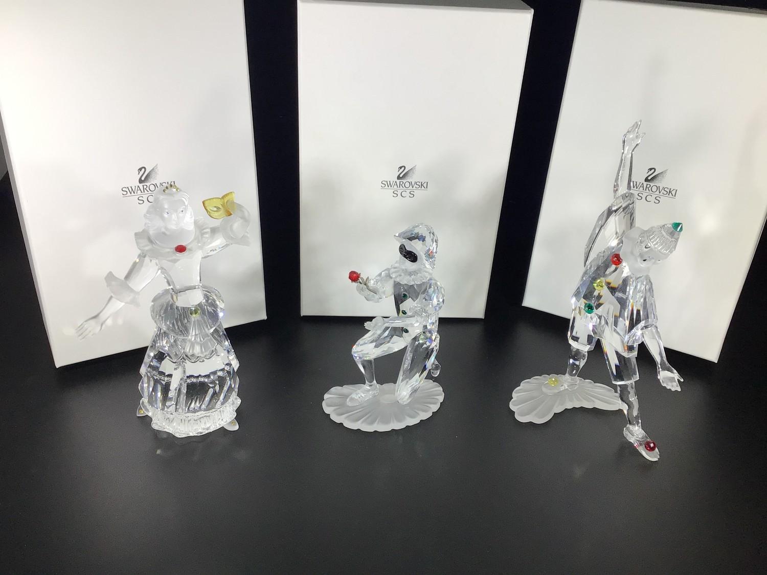 Swarovski Crystal large figures from the Masquerade trilogy designed by Adi Stocker including '