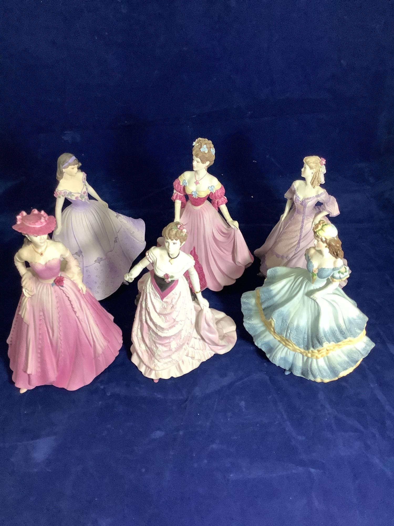 Coalport porcelain figurines from the age of elegance collection, evening promenade, matinee