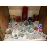 SECTION 31. A collection of various glassware including 2 cranberry glass vases, Swarovski and