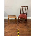 An Edward VII Coronation stained beech standard chair, arts & crafts style with square spindled back