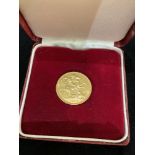 A Queen Victoria gold sovereign, Jubliee year 1887, Melbourne Mint Mark, in fitted box