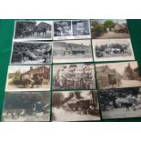 A collection of more than 80 postcards of blacksmiths, horses and horses in rural scenes in seven