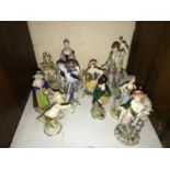 SECTION 24. A pair of Sitzendorf porcelain figures of a shepherd and shepherdess, together with a