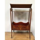 An Edwardian 'Sheraton Revival,' mahogany and marquetry Bookstand/Canterbury, by 'J.C. Vickery to