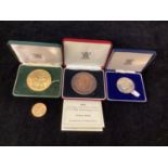 Prince Charles Investiture medals, comprising silver 44mm, gilt bronze, 57mm, and bronze with