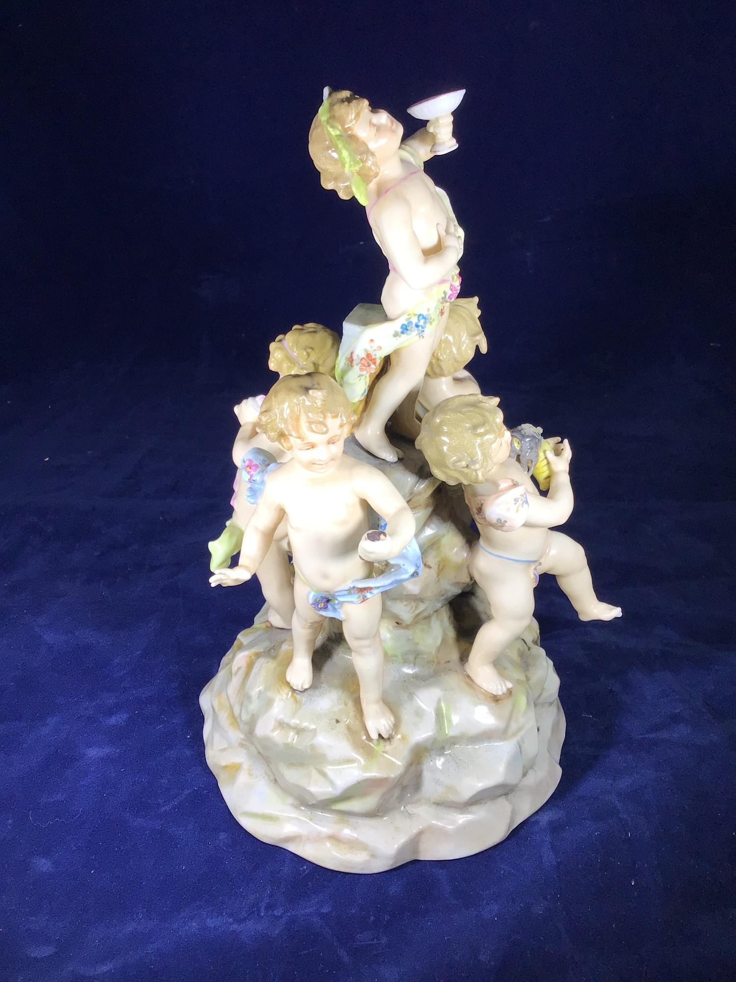 SECTION 13. A pair of German porcelain figural four armed candelabra encrusted with all over - Image 3 of 16