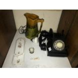 SECTION 23. A black bakelite GPO telephone no. 164 58, together with a brown and green drip glazed