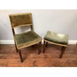 A George VI 1937 Coronation chair and matching stool, arts & crafts style limed oak with original